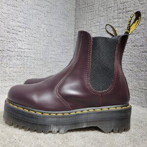 Dr. Martens 2976 Quad Unisex Size L8 M7 US Brown Leather Platform Chelsea Boots